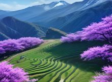 日本吉野山春季千本樱鸟瞰，整座山被粉色樱花覆盖，云海缭绕山间，是日本最壮观的樱花航拍视频取景地